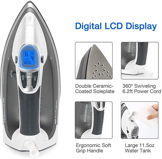 Beautural 1800-Watt Steam Iron digital lcd display-min